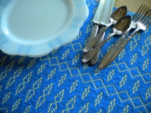 Doubleweave Placemat in Blue and Yellow