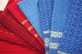 Blue and Red Towels off the loom